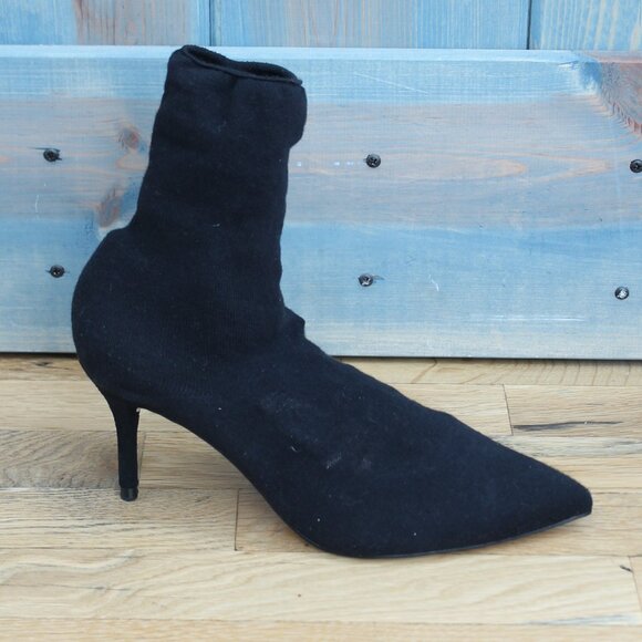 Zara Black Fabric Heeled Ankle Boots NWT US Size 8 Euro 39 High Heels 3" - Picture 3 of 7